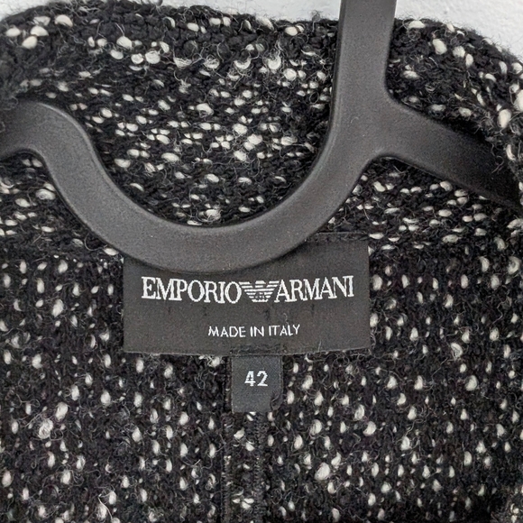 Emporio Armani Women's Black and White Wool Blend Jacket ~ Size 42 - Picture 3 of 10